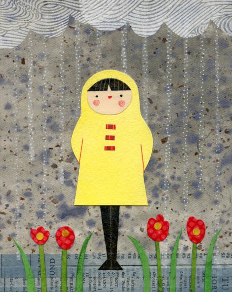 kate endle girl in raincoat art print