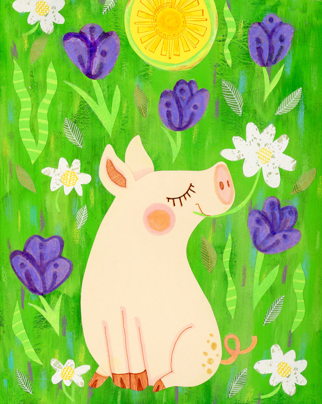 Pig In the Garden Print