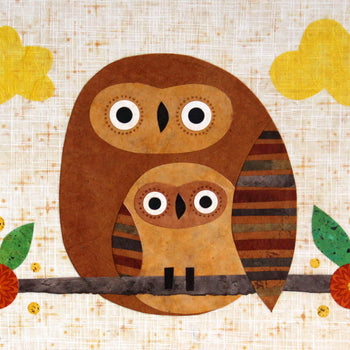 mother and child owl art print